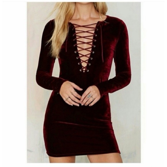 Teenplo USA Dresses & Skirts - Teenplo USA Velvet Burgundy Womens Cocktail Dress XS Romantic Valentines Party